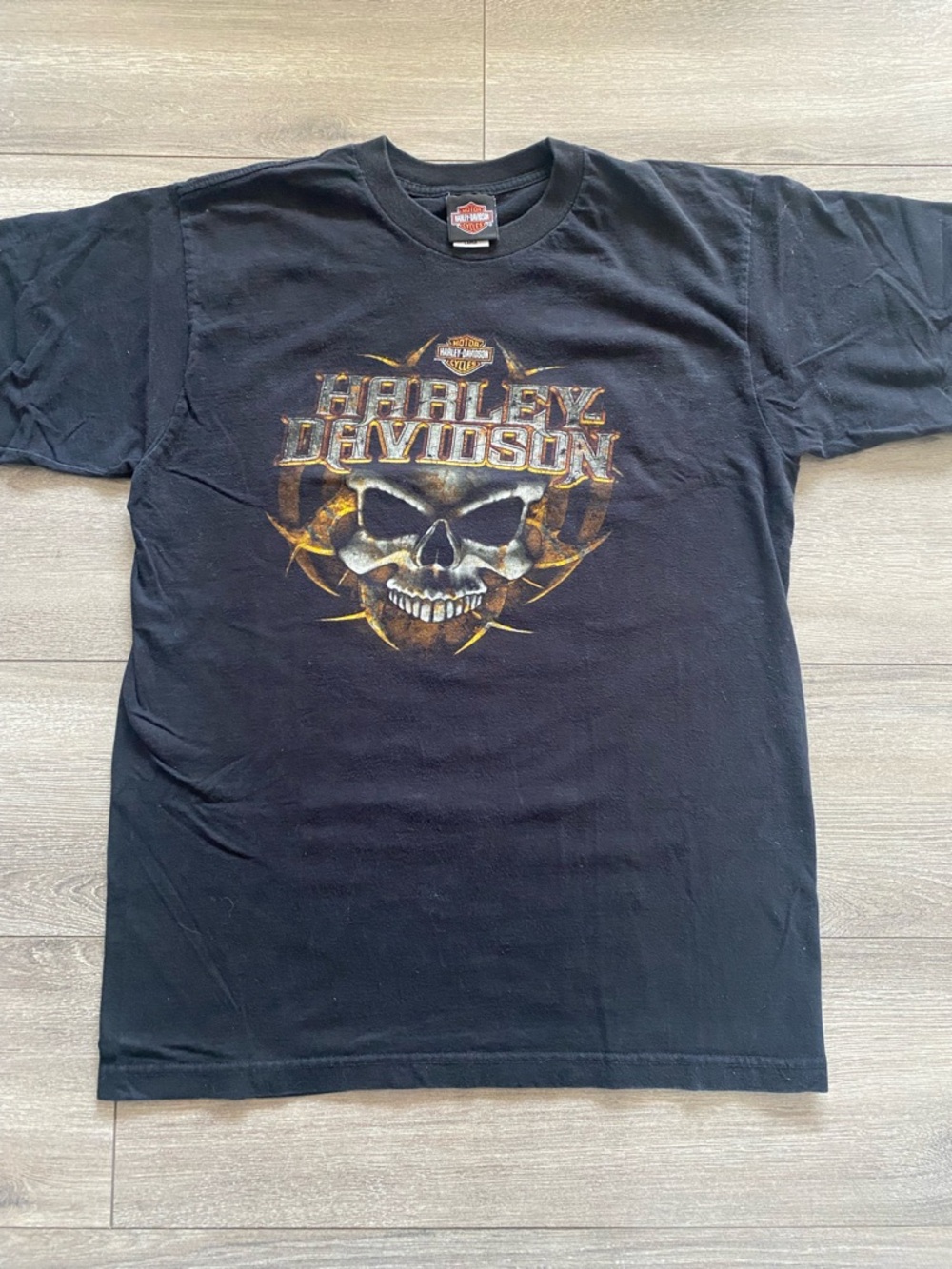 Harley-Davidson Black Tee with Gold Skull - Nova Scotia